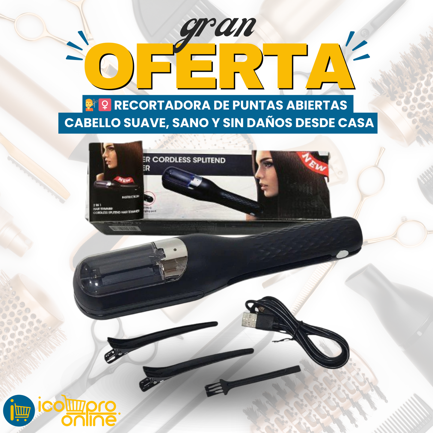 💇♀️ RECORTADORA DE PUNTAS ABIERTAS – CABELLO SUAVE, SANO Y SIN DAÑOS DESDE CASA